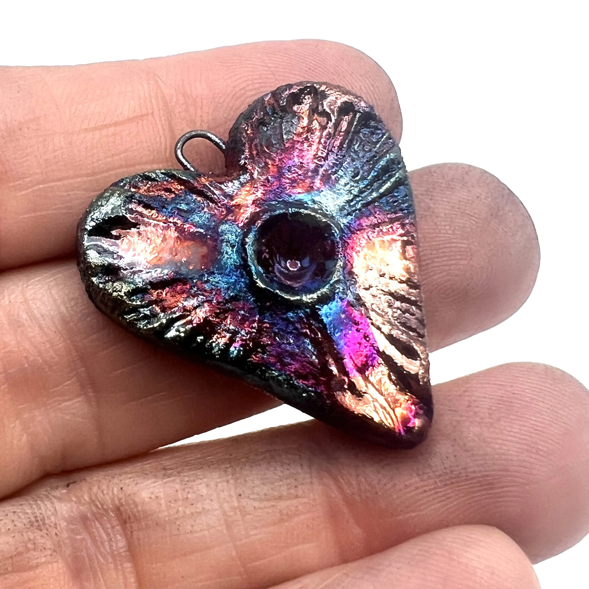 Raku Heart Pendant Ceramic Jewelry Supply Handmade by MAKUstudio